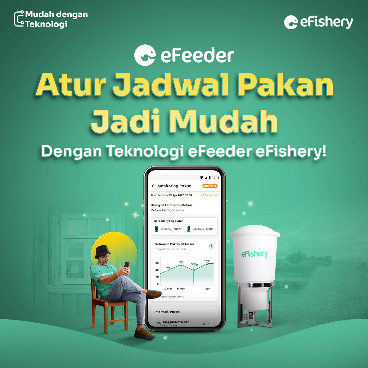 atur jadwal pakan dengan efeeder