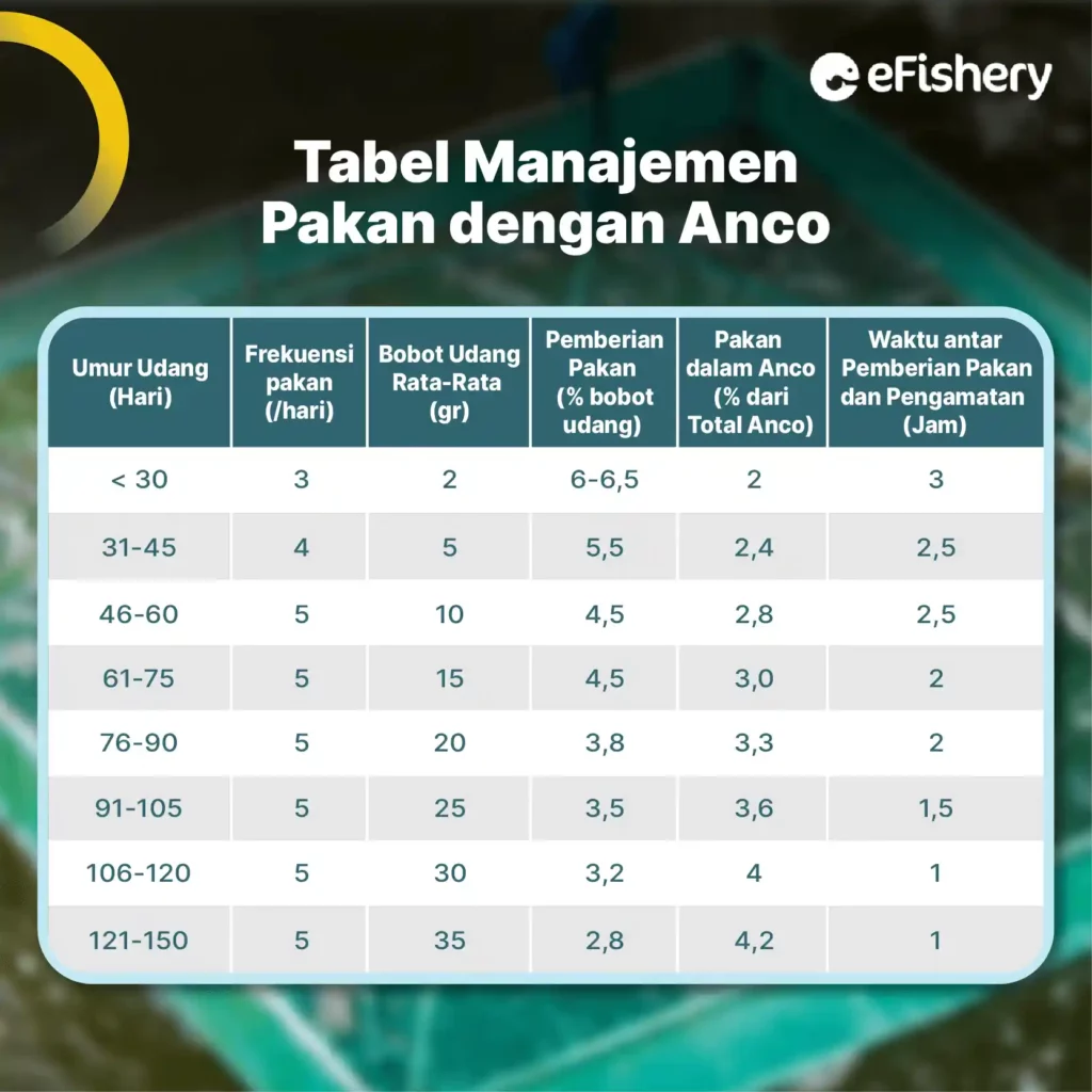 tabel manajemen pakan dengan anco