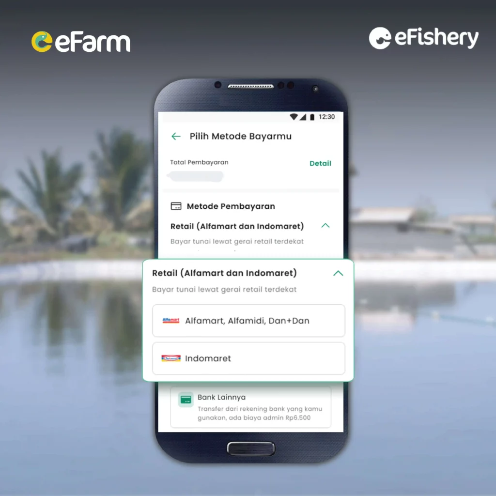 pembayaran toko budidaya efarm melalui indomaret dan alfamart
