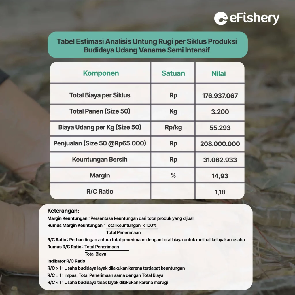 analisis untung rugi budidaya udang vaname