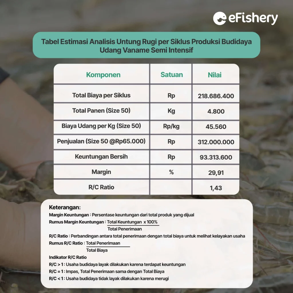 analisis untung rugi budidaya udang vaname semi intensif